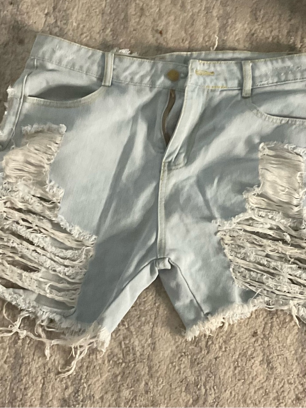 Distressed Light Blue Denim Women’s Shorts